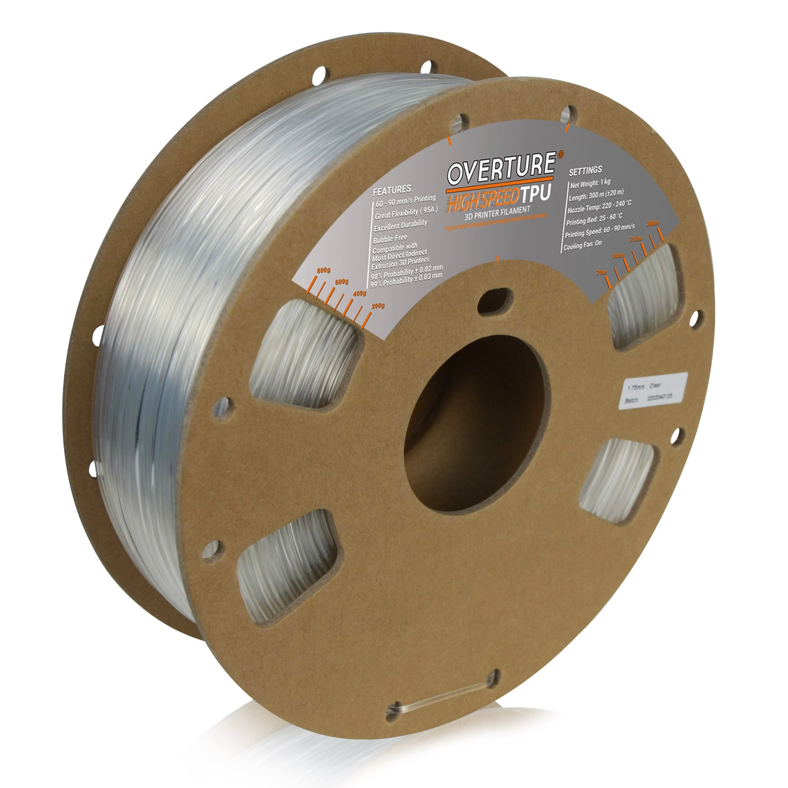 HIGH SPEED TPU 1.75MM 1-PACK – OVERTURE 3D CA